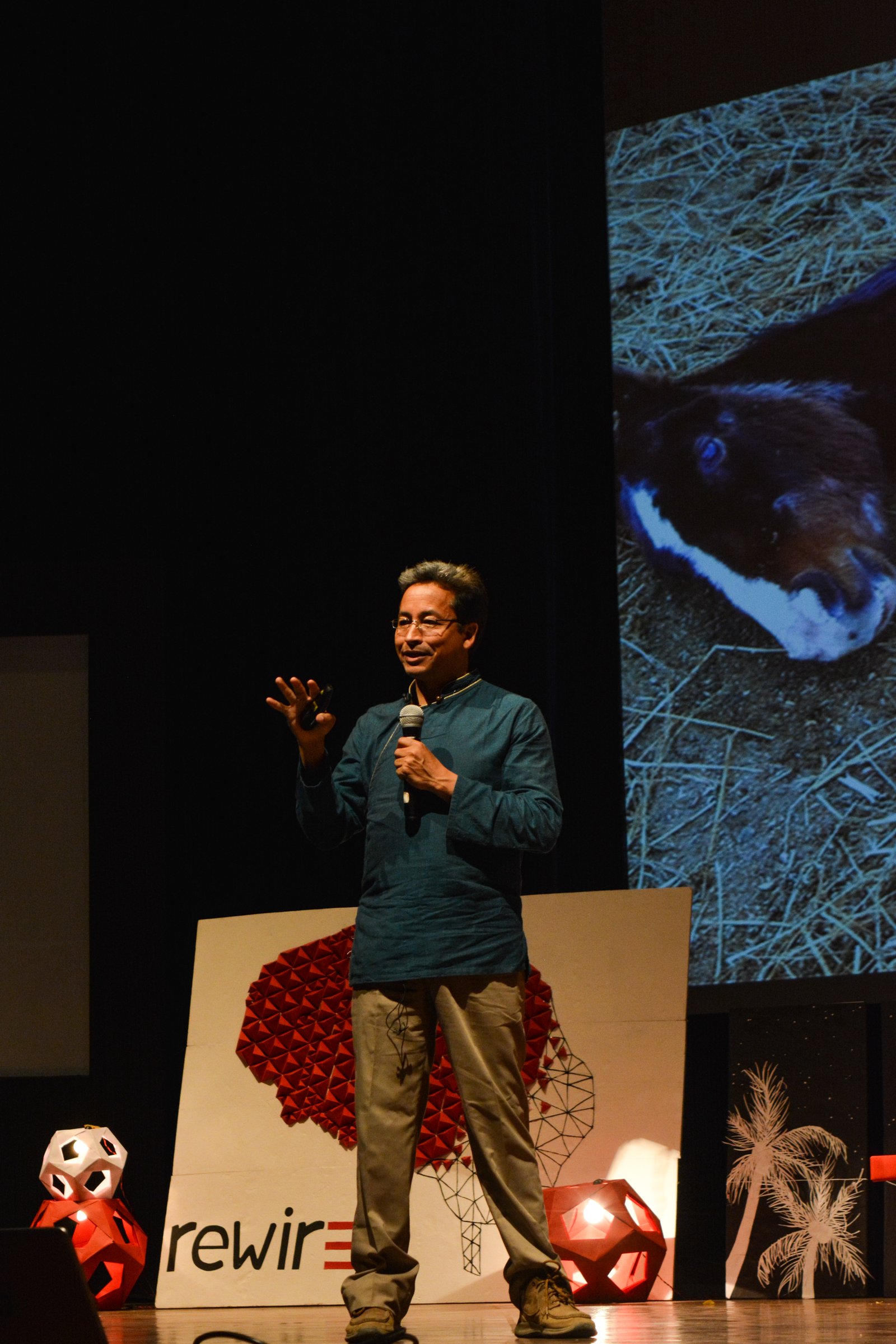 Sonam Wangchuk speaking at a public gathering